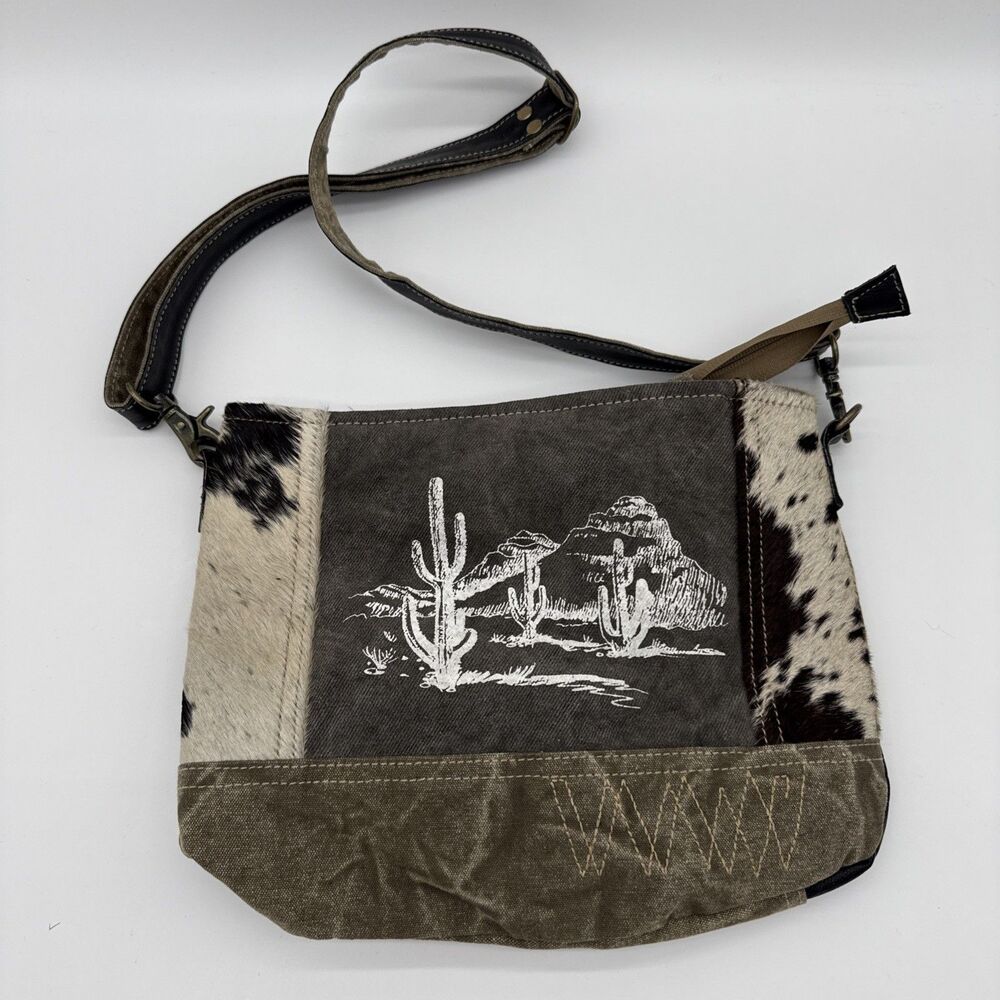 Myra Bag Sabulous Shoulder Cross Body Bag Cotton Leather Cactus South Western
